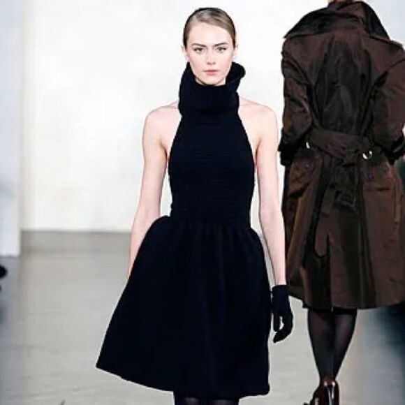 Ralph Lauren Fall Runway Collection Chocolate Brown Silk Funnel Neck Dress - Picture 14 of 16